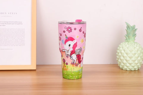 30oz Cup 304 Stainless Steel Large Ice Cup Water Cup Cartoon Thermal Mug Ice Preservation